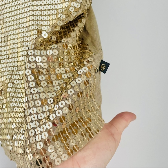 MICHAEL Michael Kors Gold Sequin Shirt Medium - Picture 3 of 6